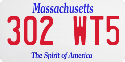 MA license plate 302WT5