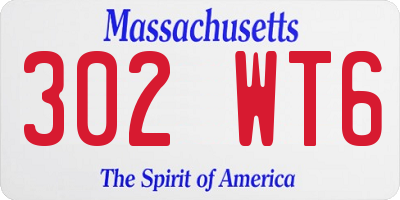 MA license plate 302WT6