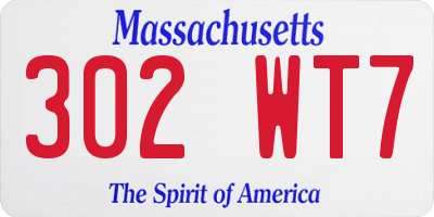 MA license plate 302WT7