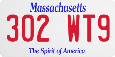 MA license plate 302WT9