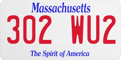 MA license plate 302WU2