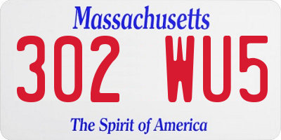 MA license plate 302WU5