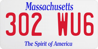 MA license plate 302WU6