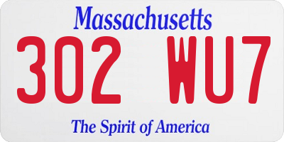 MA license plate 302WU7