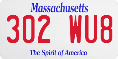 MA license plate 302WU8