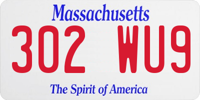 MA license plate 302WU9