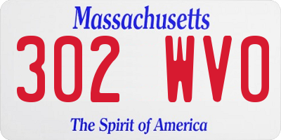 MA license plate 302WV0