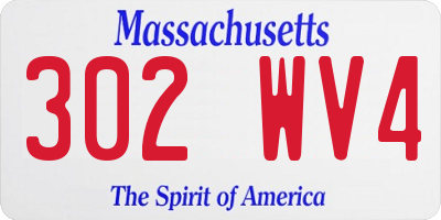 MA license plate 302WV4