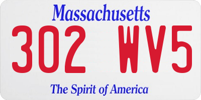 MA license plate 302WV5