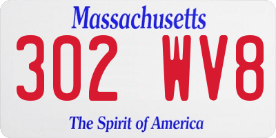 MA license plate 302WV8