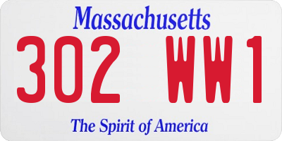 MA license plate 302WW1