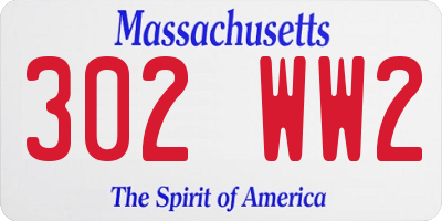 MA license plate 302WW2