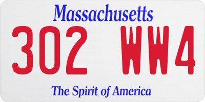 MA license plate 302WW4