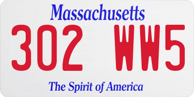 MA license plate 302WW5