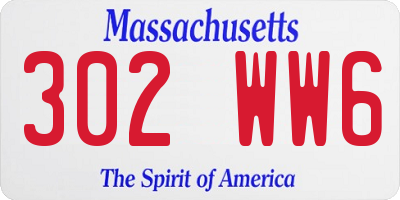 MA license plate 302WW6