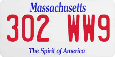 MA license plate 302WW9