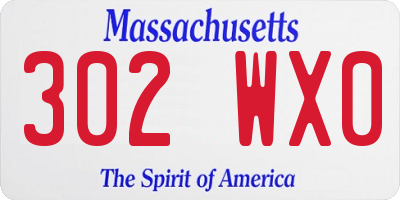 MA license plate 302WX0