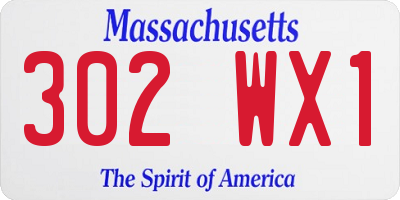 MA license plate 302WX1