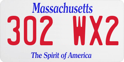 MA license plate 302WX2