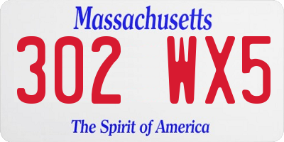 MA license plate 302WX5