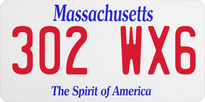 MA license plate 302WX6