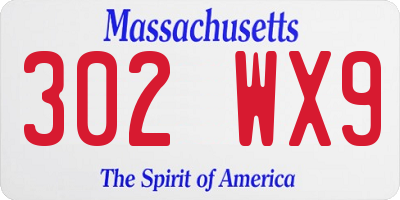 MA license plate 302WX9