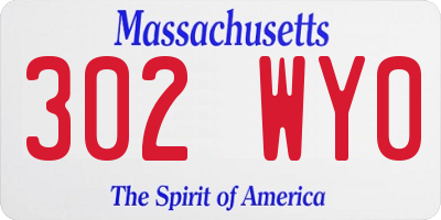 MA license plate 302WY0