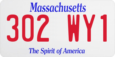 MA license plate 302WY1