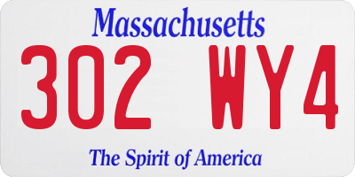 MA license plate 302WY4