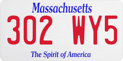MA license plate 302WY5