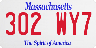 MA license plate 302WY7