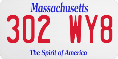 MA license plate 302WY8