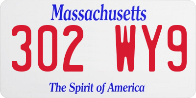 MA license plate 302WY9