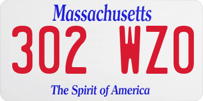 MA license plate 302WZ0