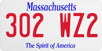 MA license plate 302WZ2