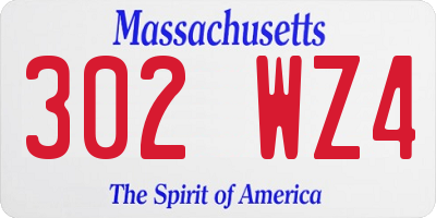MA license plate 302WZ4