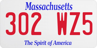 MA license plate 302WZ5