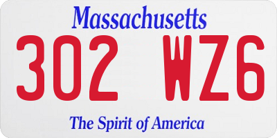 MA license plate 302WZ6