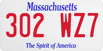 MA license plate 302WZ7