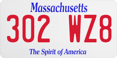 MA license plate 302WZ8