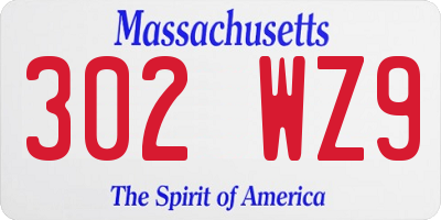 MA license plate 302WZ9