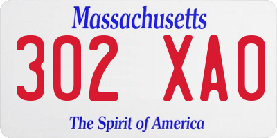 MA license plate 302XA0