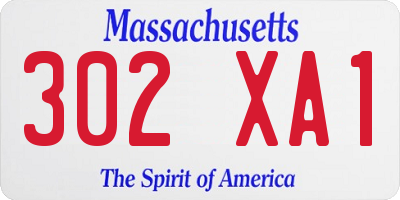 MA license plate 302XA1
