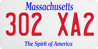 MA license plate 302XA2