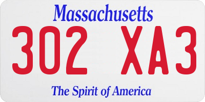 MA license plate 302XA3