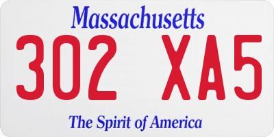 MA license plate 302XA5