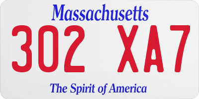 MA license plate 302XA7