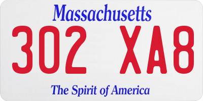 MA license plate 302XA8