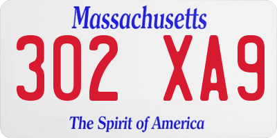 MA license plate 302XA9