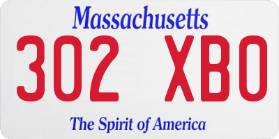 MA license plate 302XB0